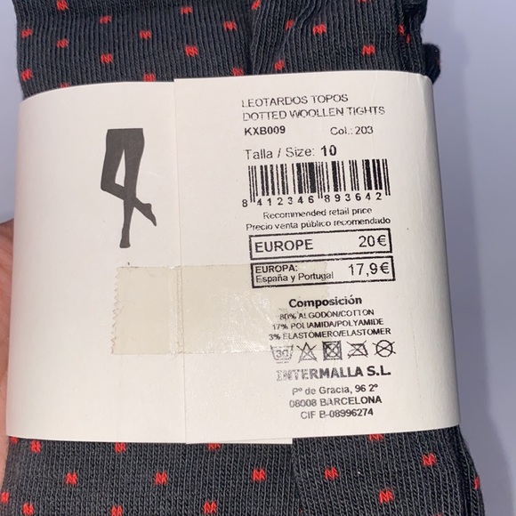 Nice Things Mini Girl’s Red Polka Dot Gray Tights NWT - Picture 3 of 3